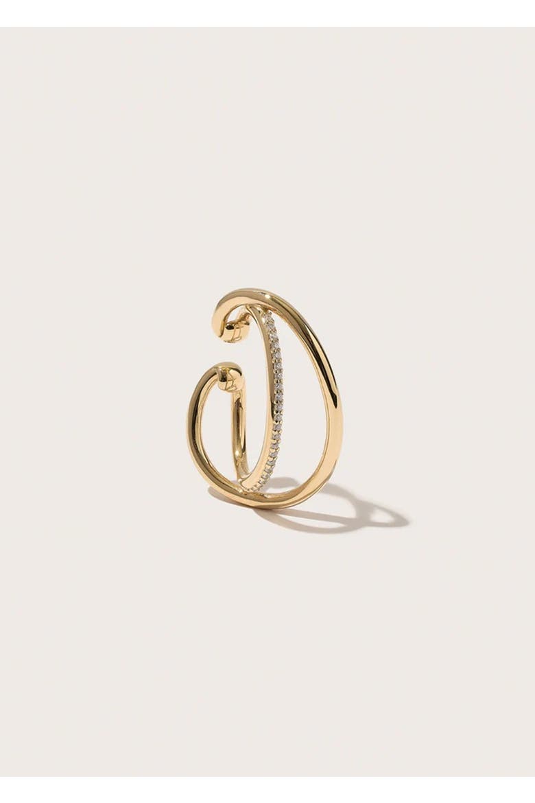 Pave Dual Curve Ear Cuff, Main, color, Yellow Toned Gold