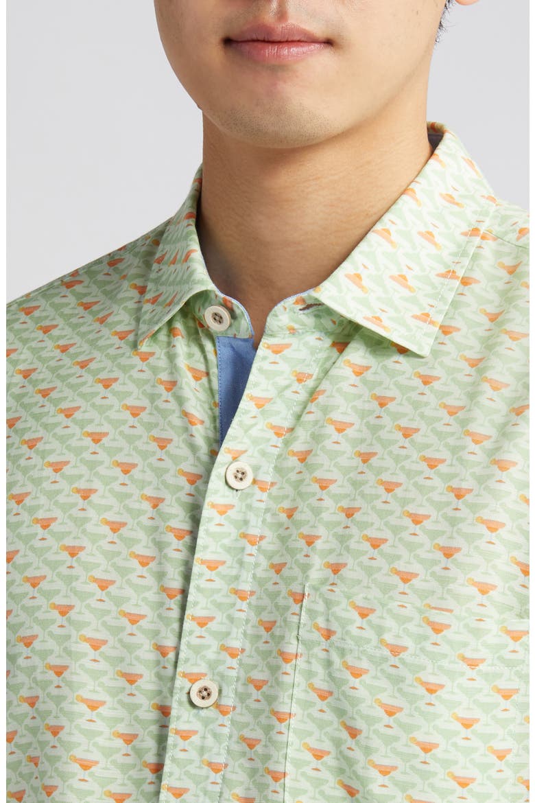 Veracruz Cay Cocktail Mixer Short Sleeve Button-Up Shirt, Alternate, color, LT WASABI