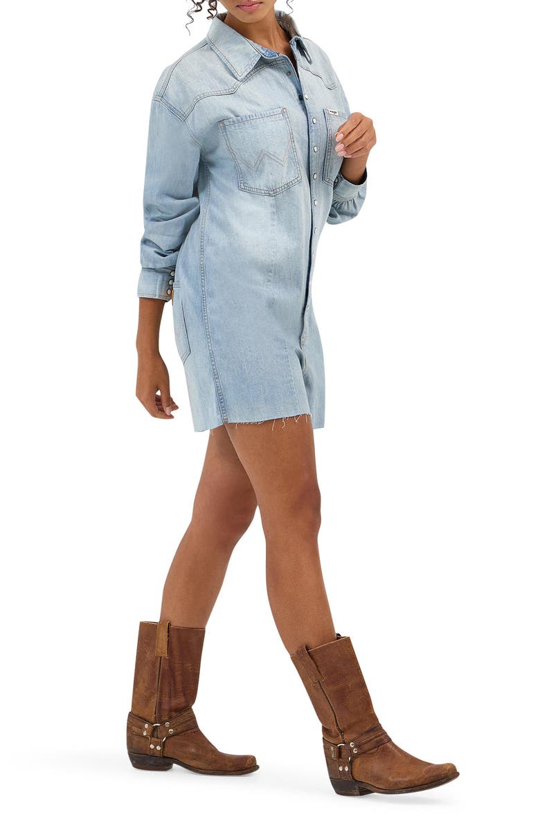 Wrangler Heritage Long Sleeve Denim Romper, Alternate, color, Pale Blue Wash