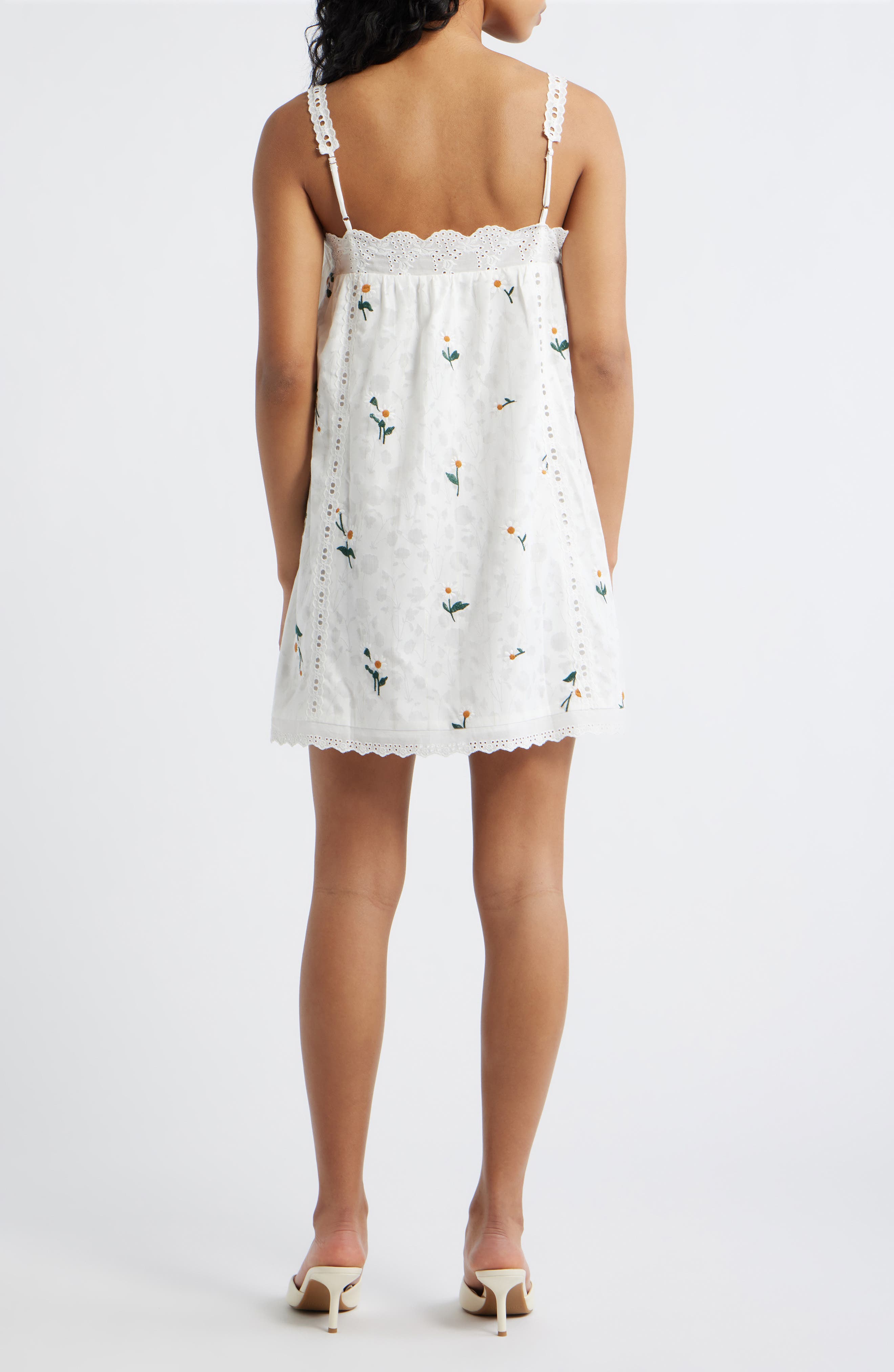Line & Dot Marguerite Embroidered Eyelet Sleeveless Minidress (Women ...