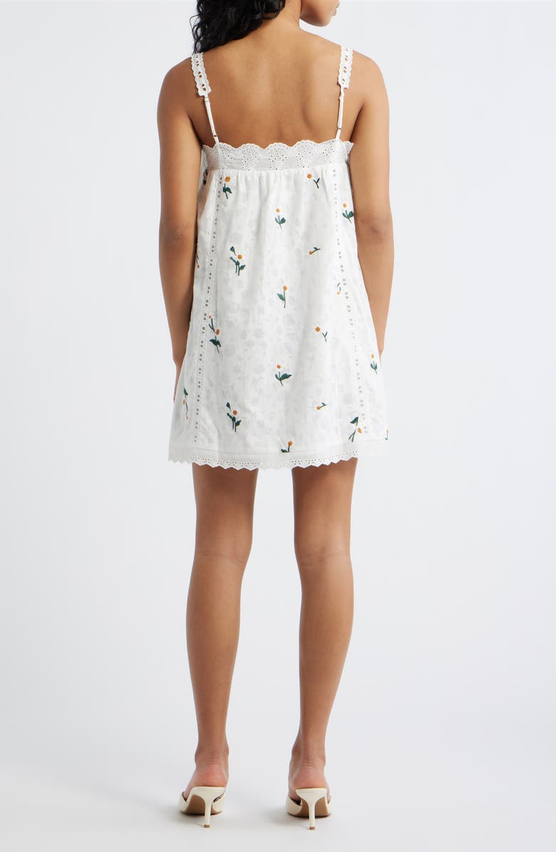 Line & Dot Marguerite Embroidered Eyelet Sleeveless Minidress, Alternate, color, Ivory Multi