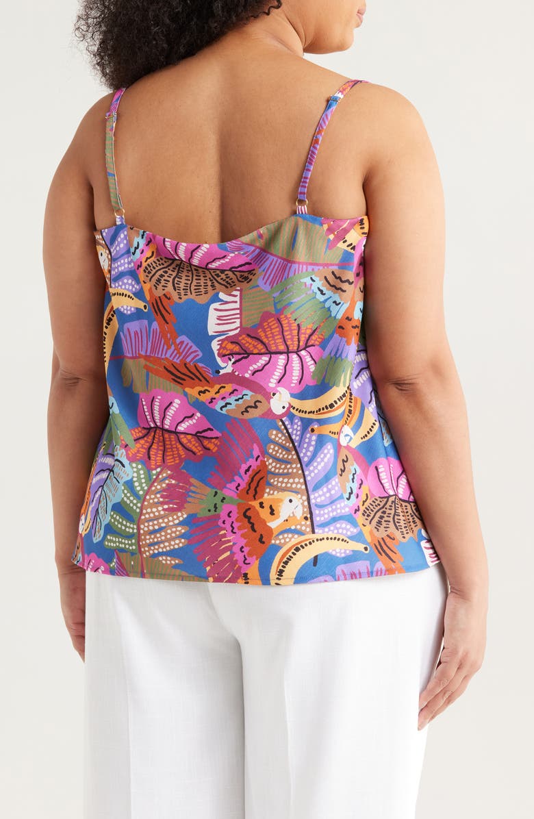 Tahari ASL Tropical Print Satin Camisole, Alternate, color, Wild Berry