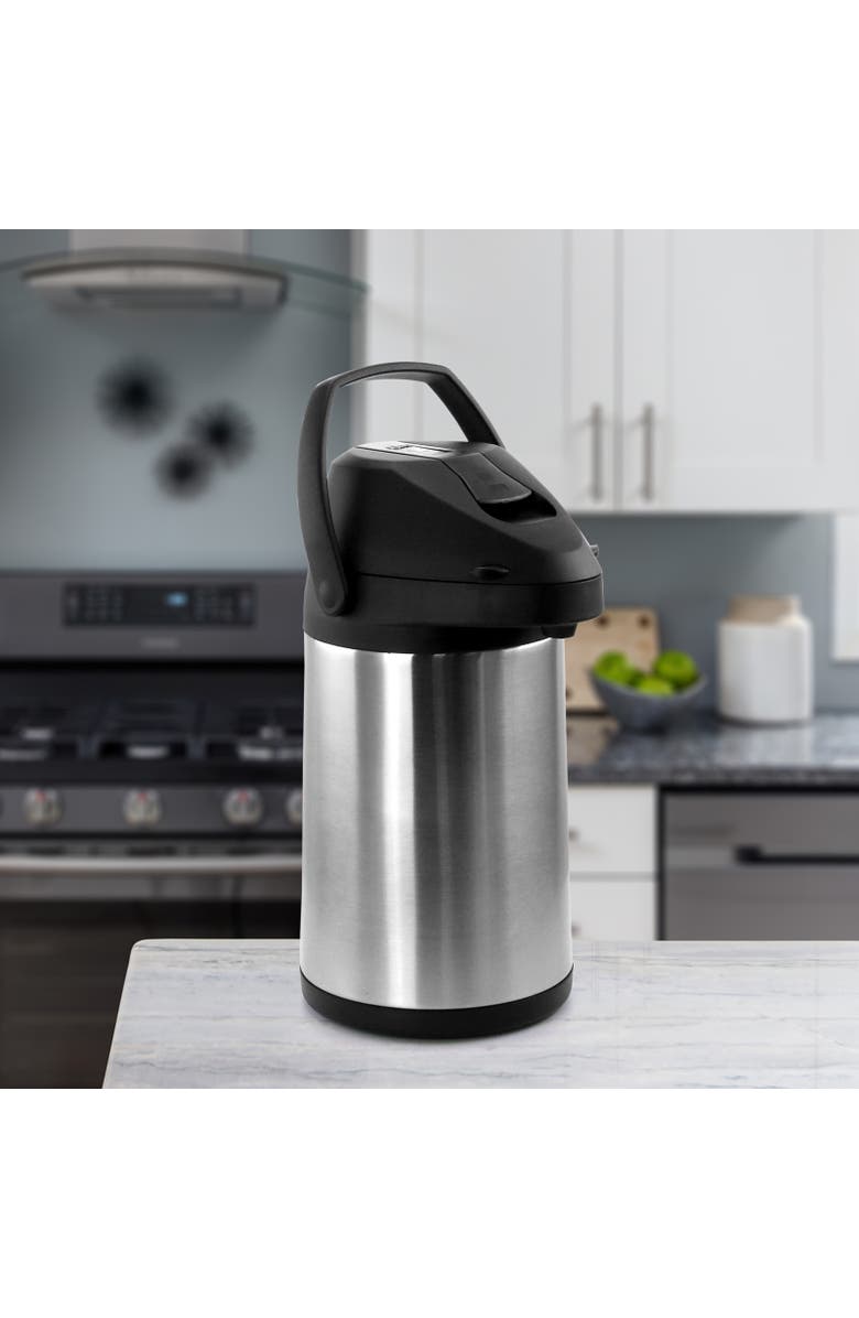 Megachef 3.17 Quart Stainless Steel Airpot Hot Water Dispenser for Coffee and Tea, Alternate, color, Silver