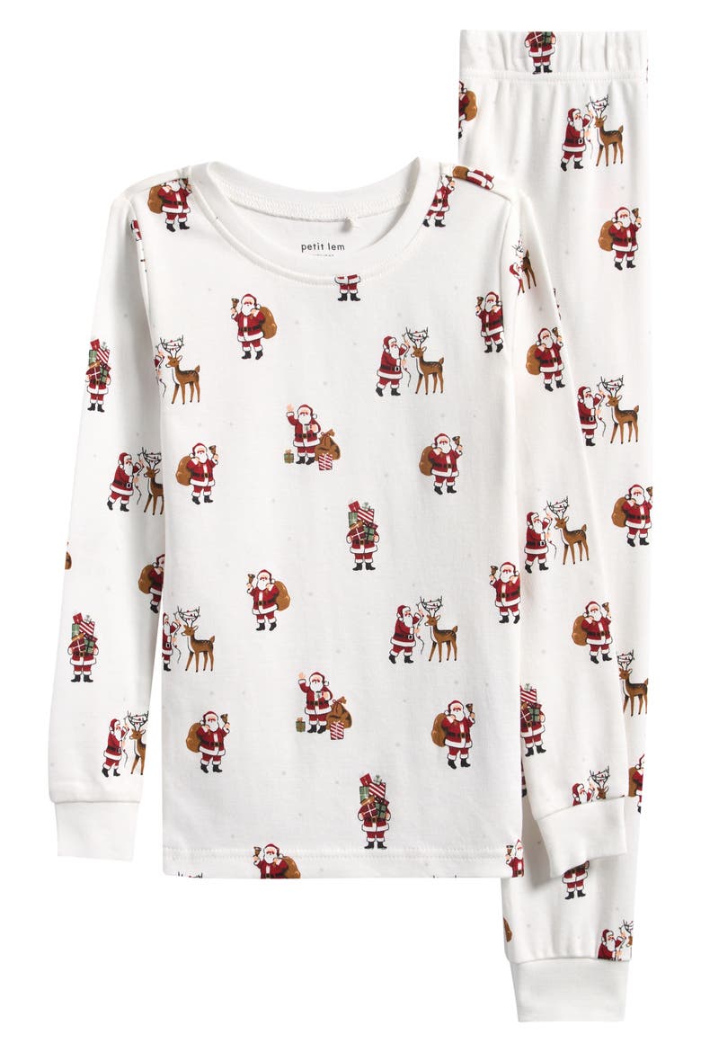 Kids' Fitted Two-Piece Organic Cotton Pajamas, Main, color, OFF WHITE