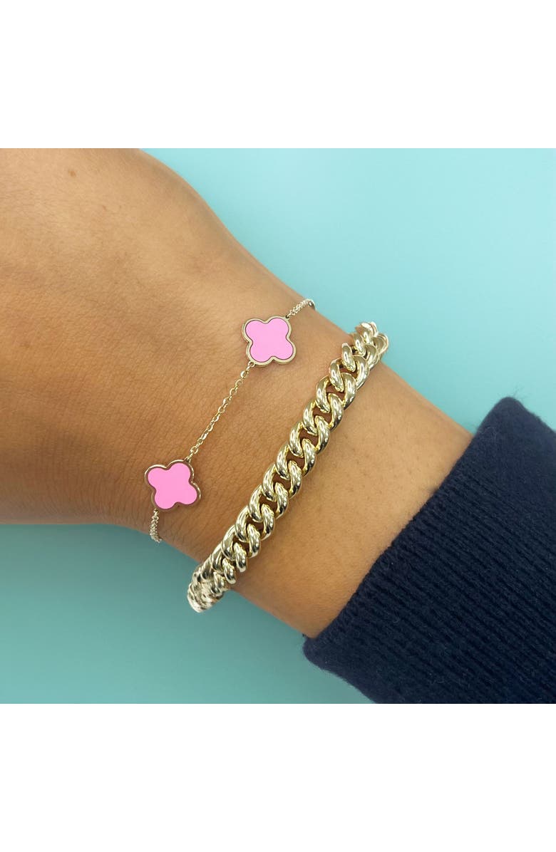 The Lovery Fine Jewelry Small Bubblegum Pink Clover Bracelet, Alternate, color, Bubblegum Pink