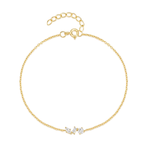 Hollywood Sensation Silvana Chain Link Bracelet With Round, Pear, And Emerald Cut Cubic Zirconia Sto In Gold