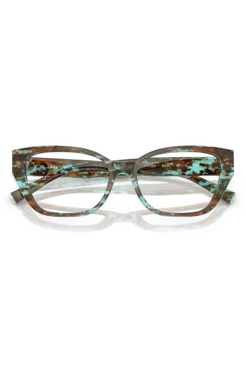 Tiffany & Co . 52mm Cat Eye Optical Glasses In Blue Havana