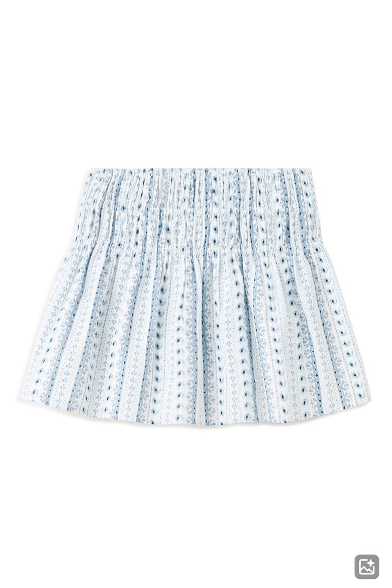 Printed Smocked Cotton Miniskirt, Alternate, color, SKY BLUE