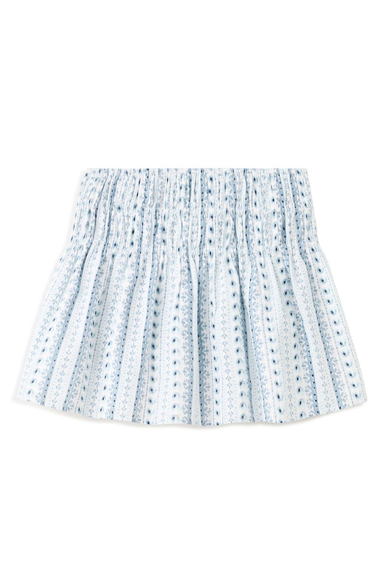 MANGO TEEN Printed Smocked Cotton Miniskirt, Alternate, color, Sky Blue