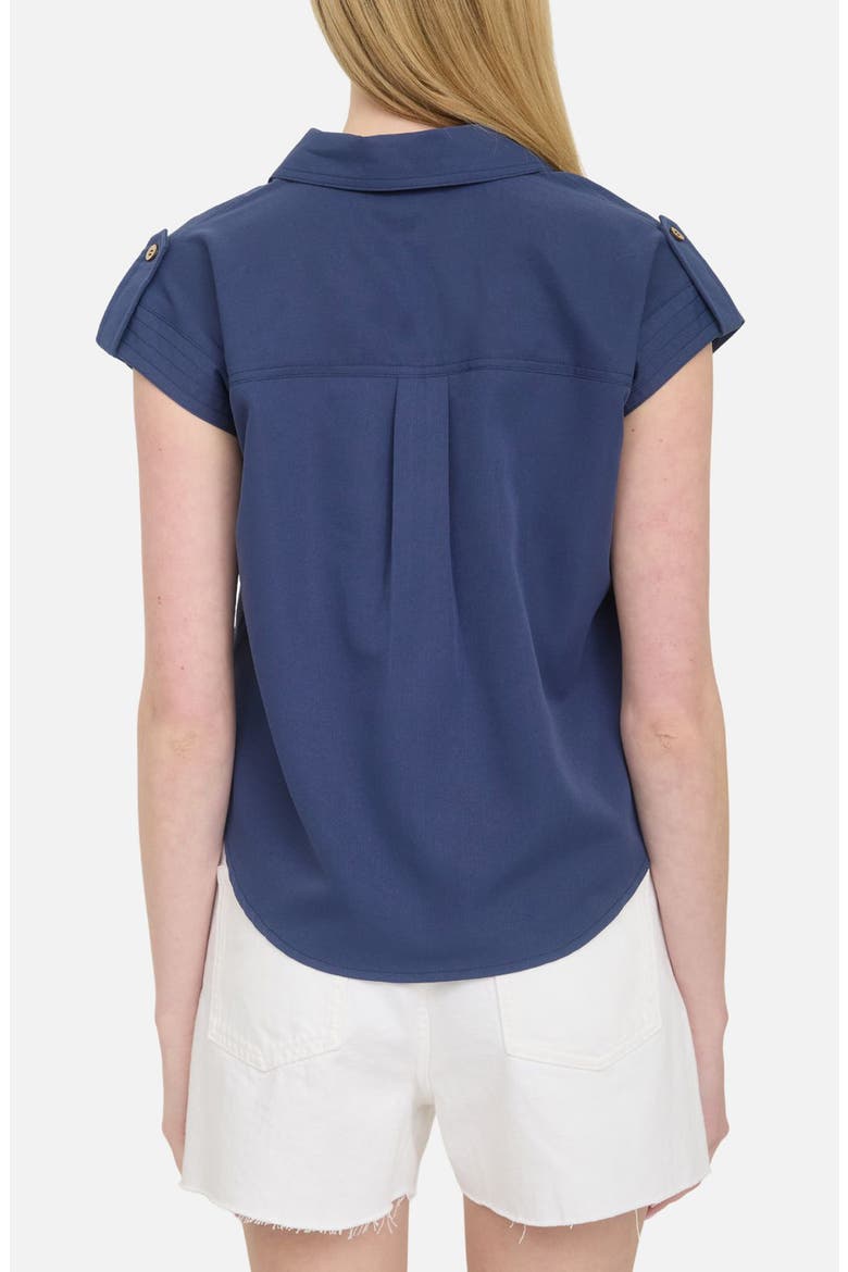 Short Sleeve Button-Up Shirt, Alternate, color, NAVY