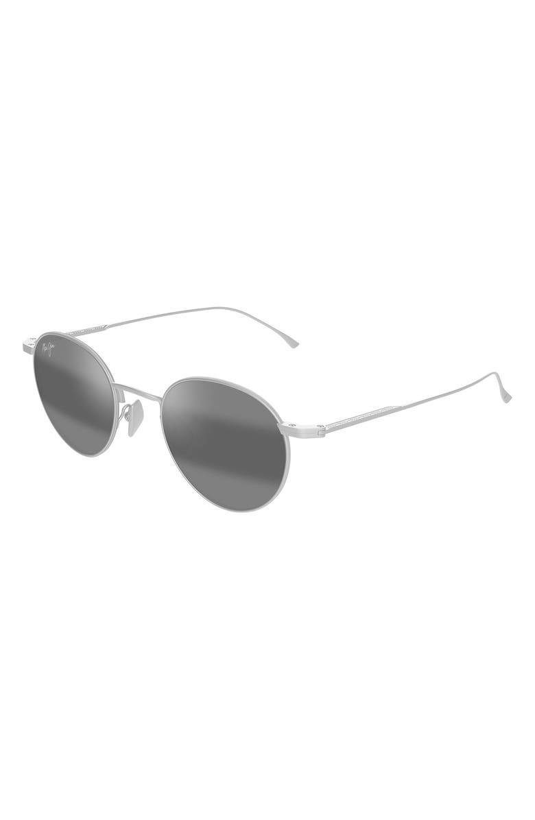 Maui Jim Kaapeha 48mm Small PolarizedPlus2<sup>®</sup> Round Sunglasses, Alternate, color, Matte Silver/ Neutral Grey