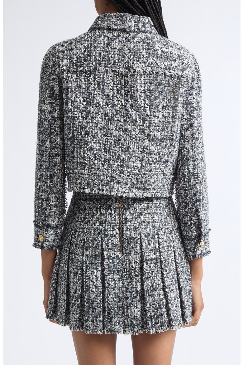 Chloe Cropped Boxy Tweed Jacket, Alternate, color, BLACK/ OFF WHITE