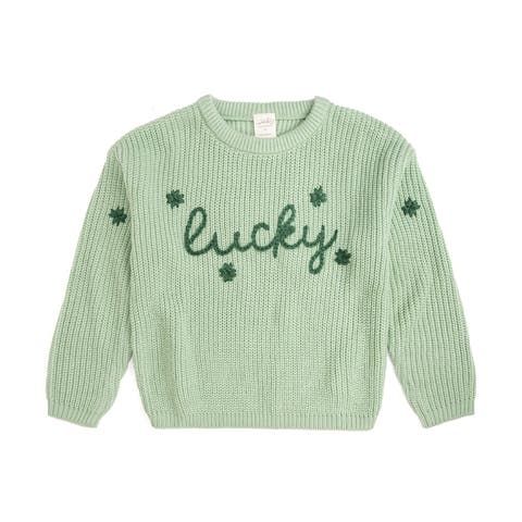 Lucky Shamrock St. Patrick
s Day Knit Sweater (Baby, Toddler, Little Kid 
Big Kid)