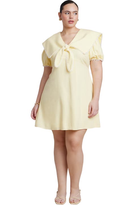 Sailor Collar Mini Dress (Plus)