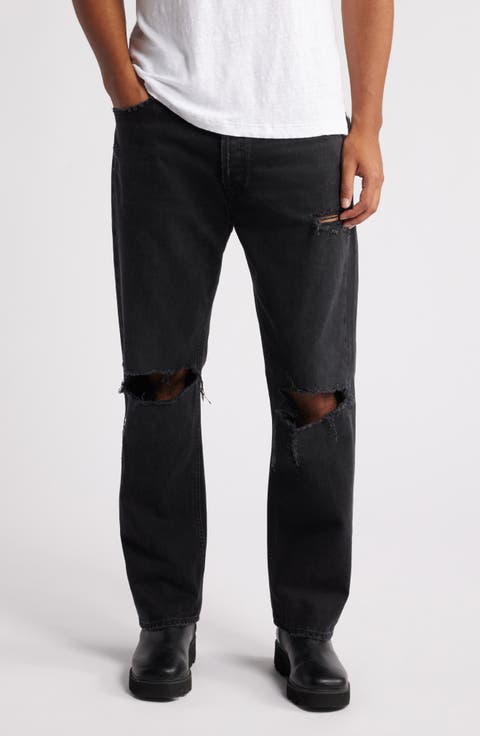 '90s Mid Rise Ripped Straight Leg Jeans (Break)