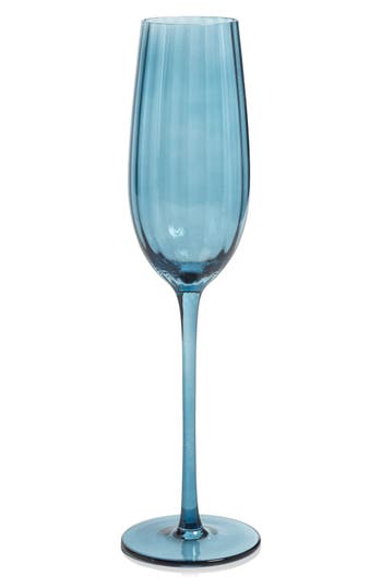 Zodax Malden Optic Set Of 4 Champagne Flutes In Blue