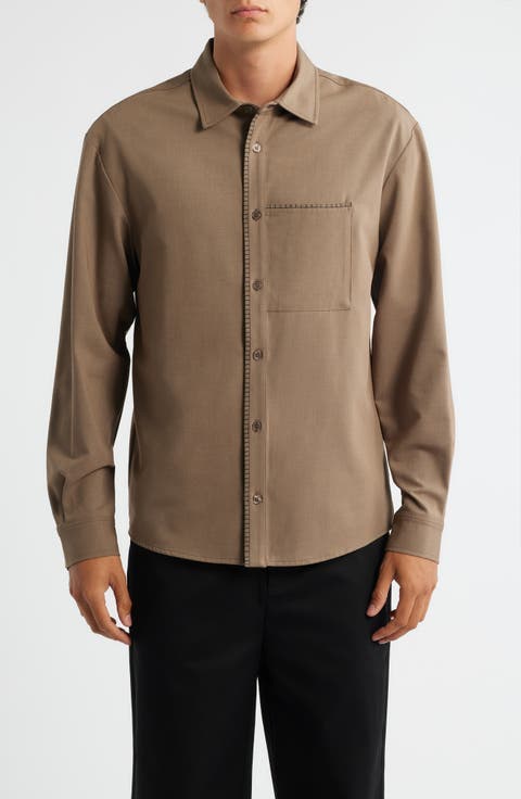 Blanket Stitch Button-Up Shirt