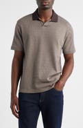 Emporio Armani Johnny Collar Heathered Cotton Piqué Polo