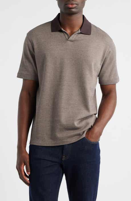 Emporio Armani Johnny Collar Heathered Cotton Piqué Polo