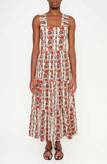 New Sunset Floral Tiered Stretch Cotton Maxi Sundress