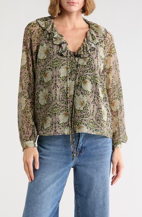 Ruffle Tie Neck Top