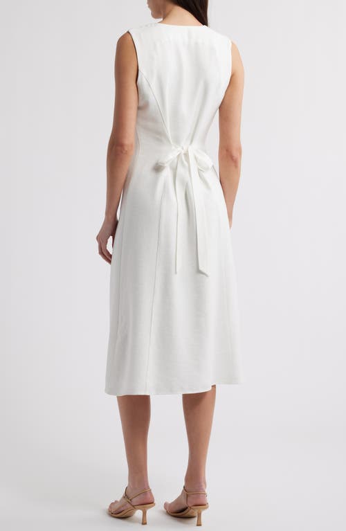 Charles Henry Button-up Midi Dress In Ivory