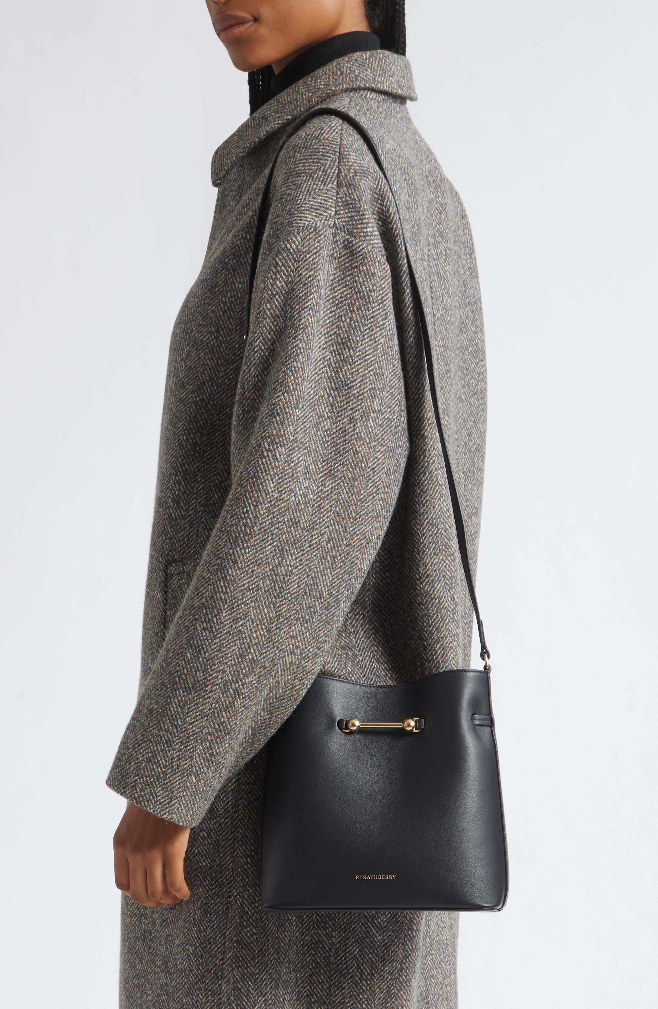 Corda Leather Bucket Bag, Alternate, color, BLACK