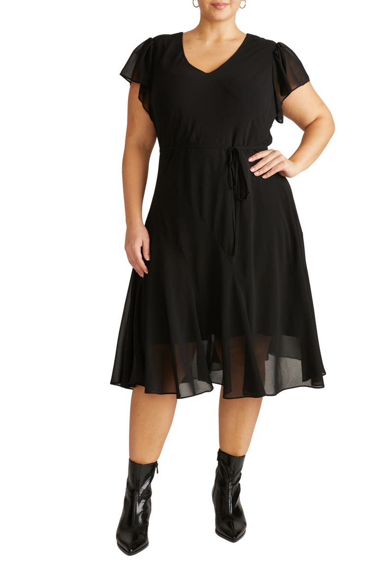 Sevilla Chiffon Dress, Main, color, BLACK