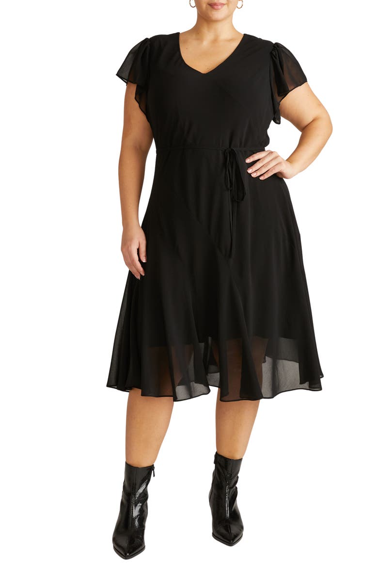 Universal Standard Sevilla Chiffon Dress, Main, color, Black