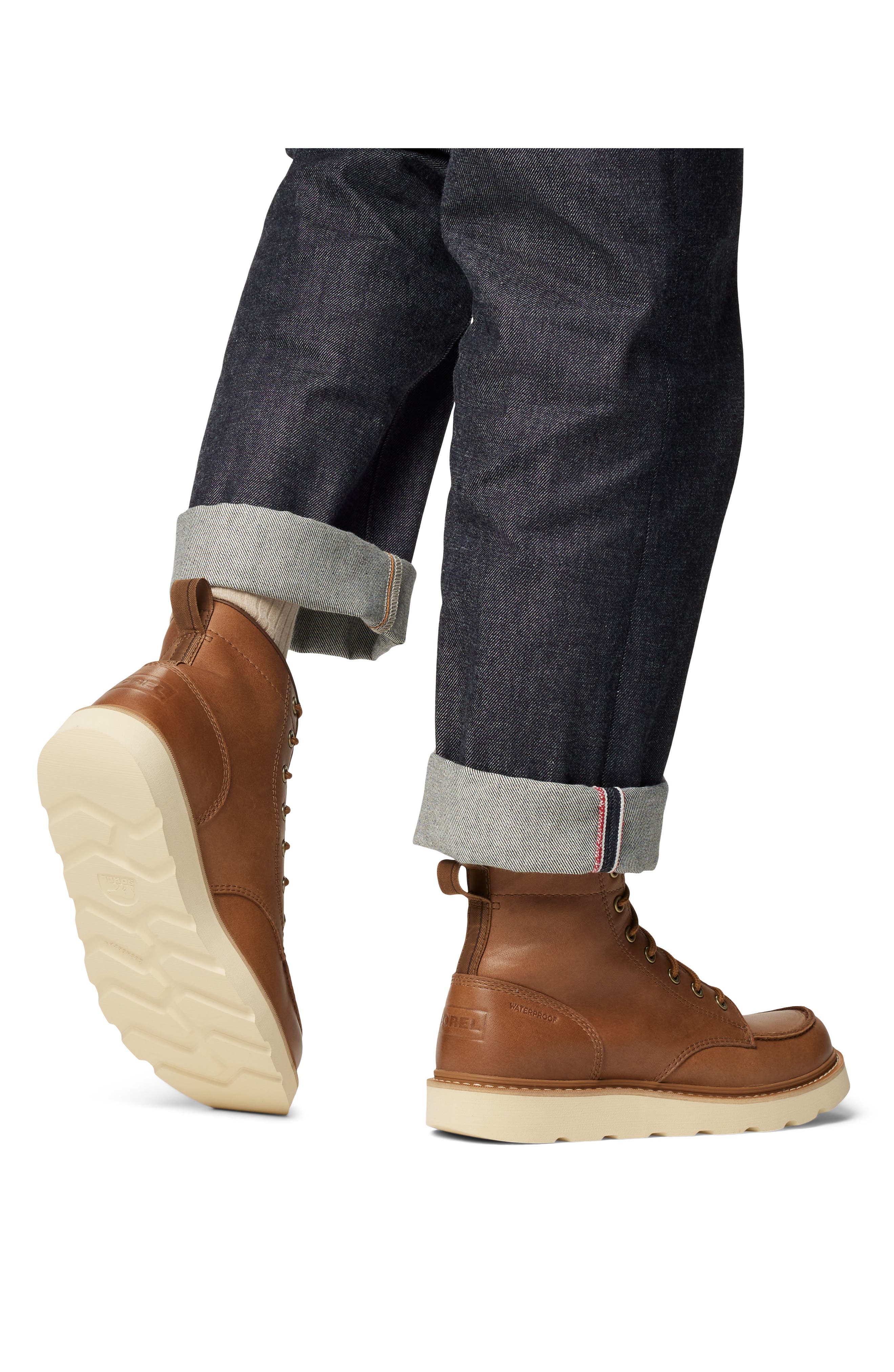 SOREL Slabtown 62 Waterproof Moc Toe Boot, Alternate, color, Velvet Tan/ Tobacco