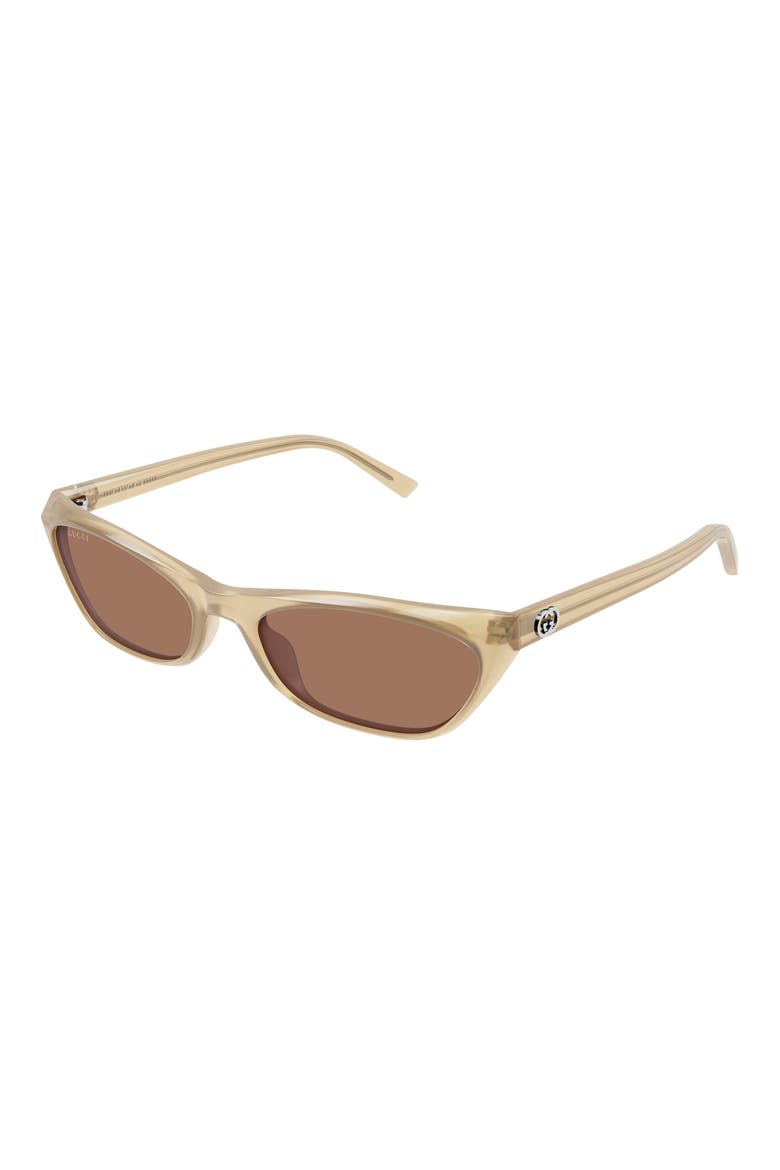 56mm Polarized Gradient Geometric Cat Eye Sunglasses, Alternate, color, IVORY
