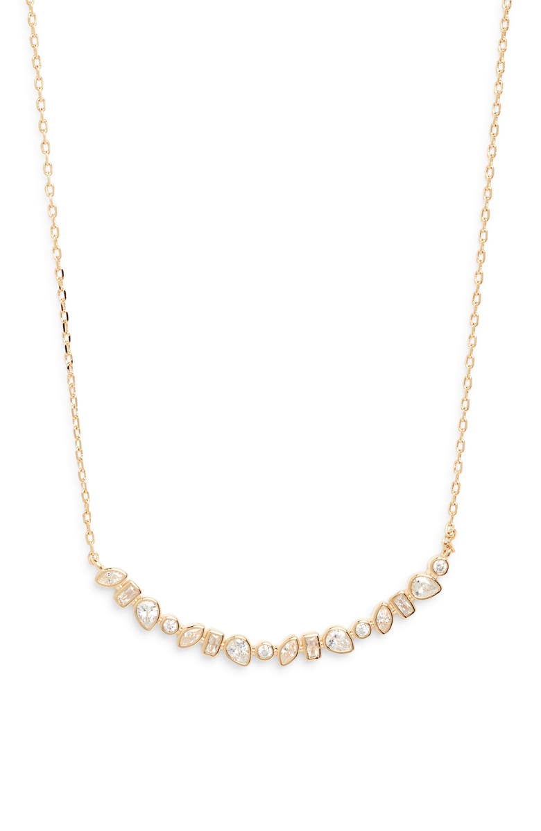 Nordstrom Mixed Cubic Zirconia Bar Necklace, Main, color, Clear- Gold