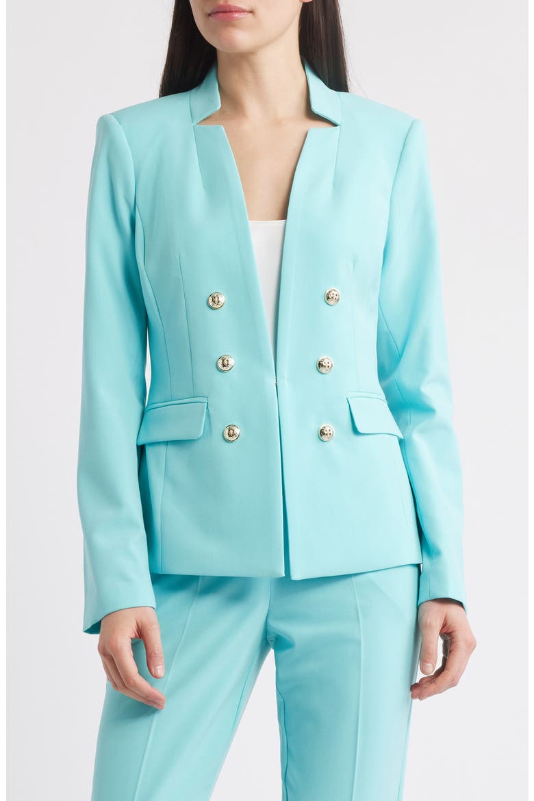 Faux Double Breasted Jacket, Main, color, TURQUOISE