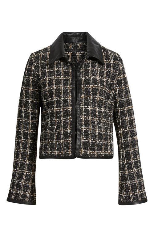 Rag & Bone Eloise Faux Leather Trim Tweed Jacket In Black