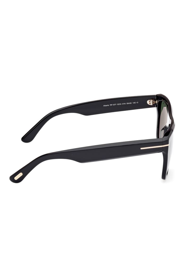 55mm Square Sunglasses, Alternate, color, SHINY BLACK / GREEN