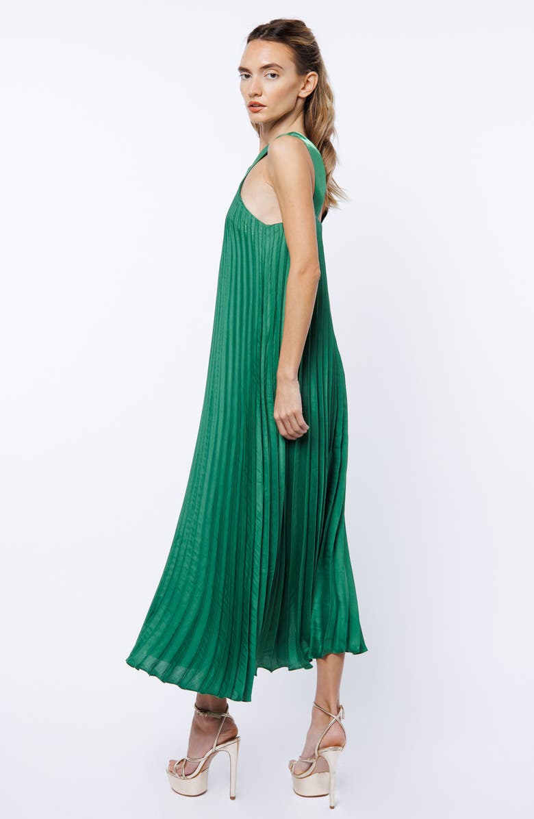 CIEBON Mellisa Pleated Satin Dress, Alternate, color, Green
