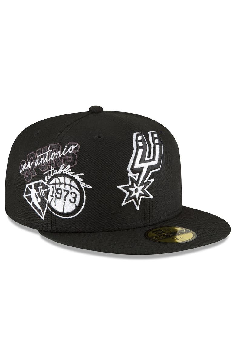 New Era Men's New Era Black San Antonio Spurs Back Half 59FIFTY Fitted Hat, Main, color, 
