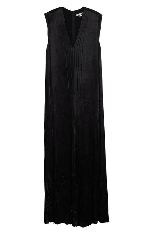 Jason Wu Collection Pleated Satin Laser-cut Trapeze Dress In Black