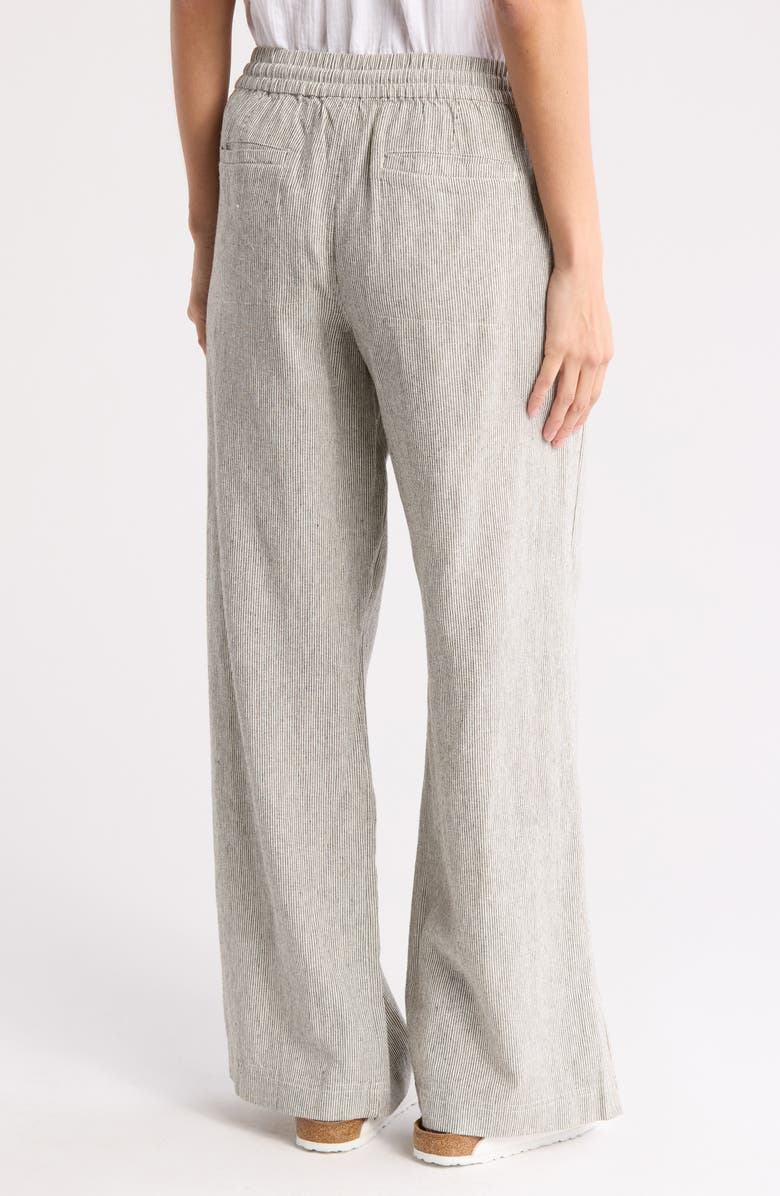 Caslon<sup>®</sup> Yarn Dye Linen Blend Pants, Alternate, color, Olive- Ivory Ticking Stripe