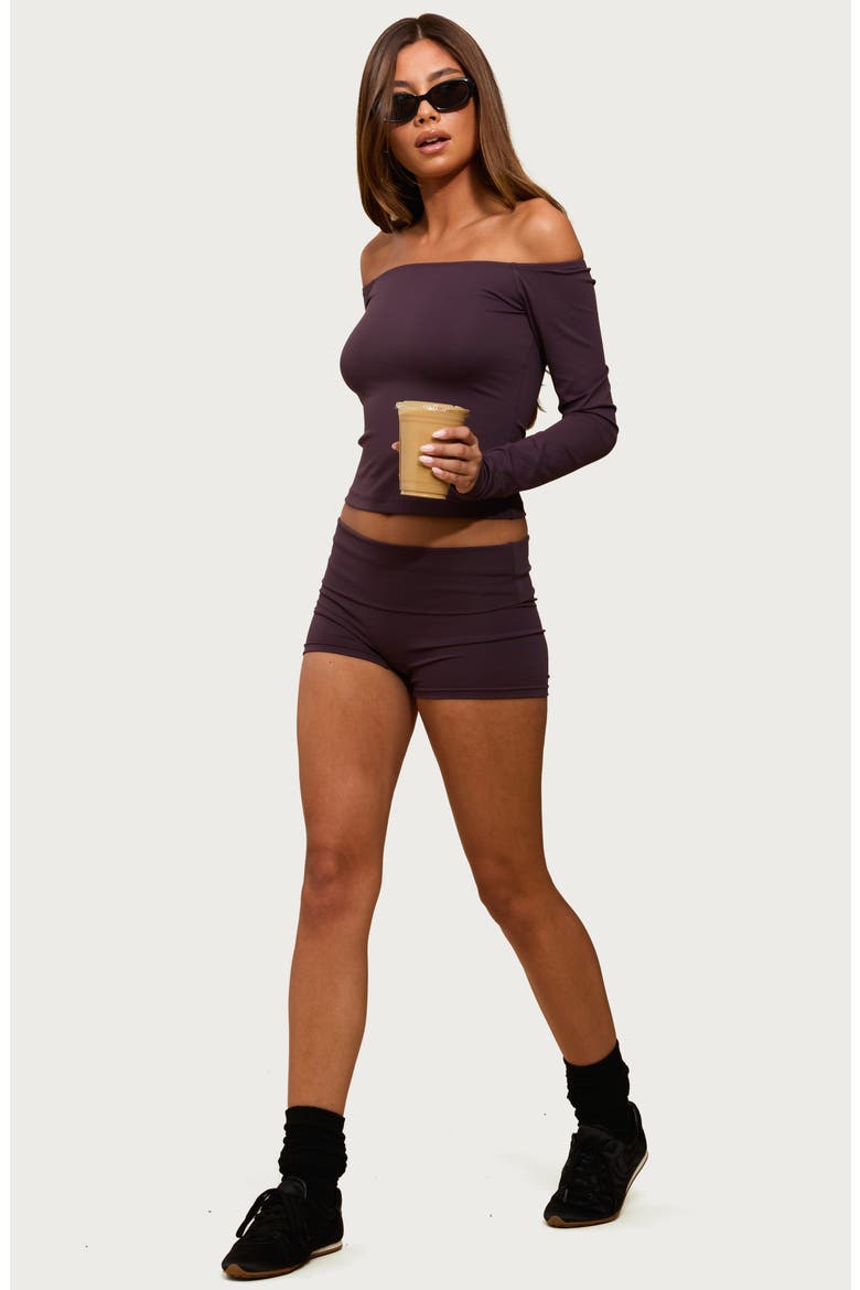 Soraia Foldover Bike Shorts, Alternate, color, PLUM