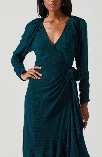 Zenaida Long Sleeve Faux Wrap Dress