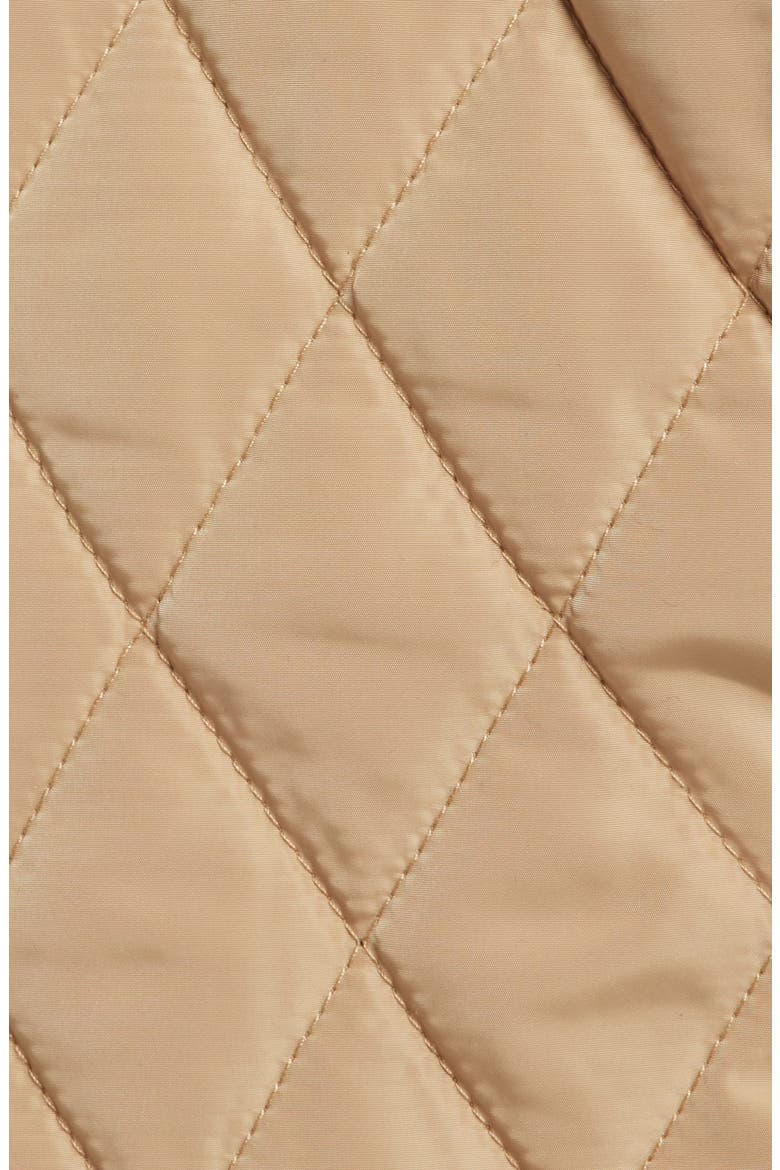 Faux Leather Trim Detail Quilted Jacket, Alternate, color, KHAKI