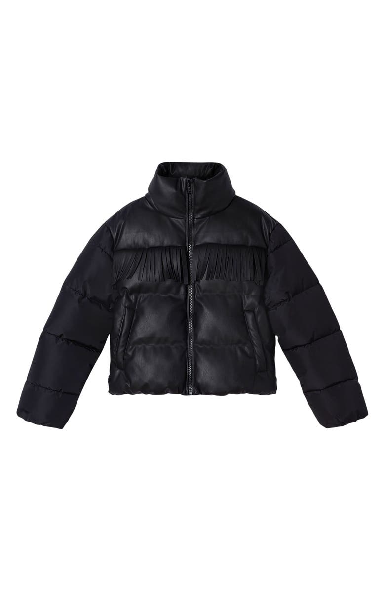 Stella McCartney Kids ' Fringe Faux Leather Puffer Jacket, Main, color, 
