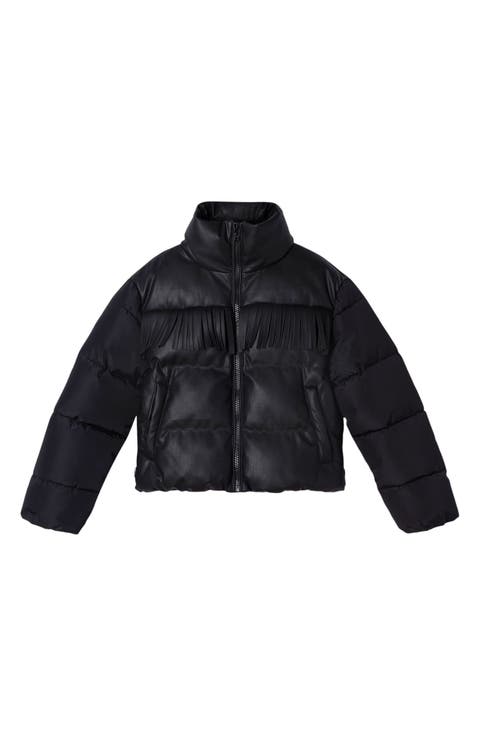 Stella McCartney Kids' Fringe Faux Leather Puffer Jacket