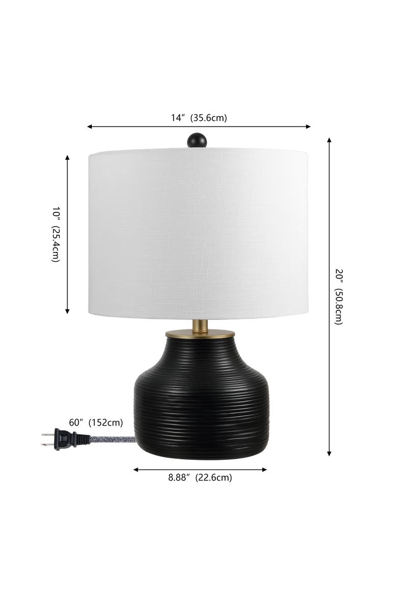 Malone Modern Transitional Ribbed Tapered Ginger Jar Resin/Metal LED Table Lamp, Alternate, color, Black
