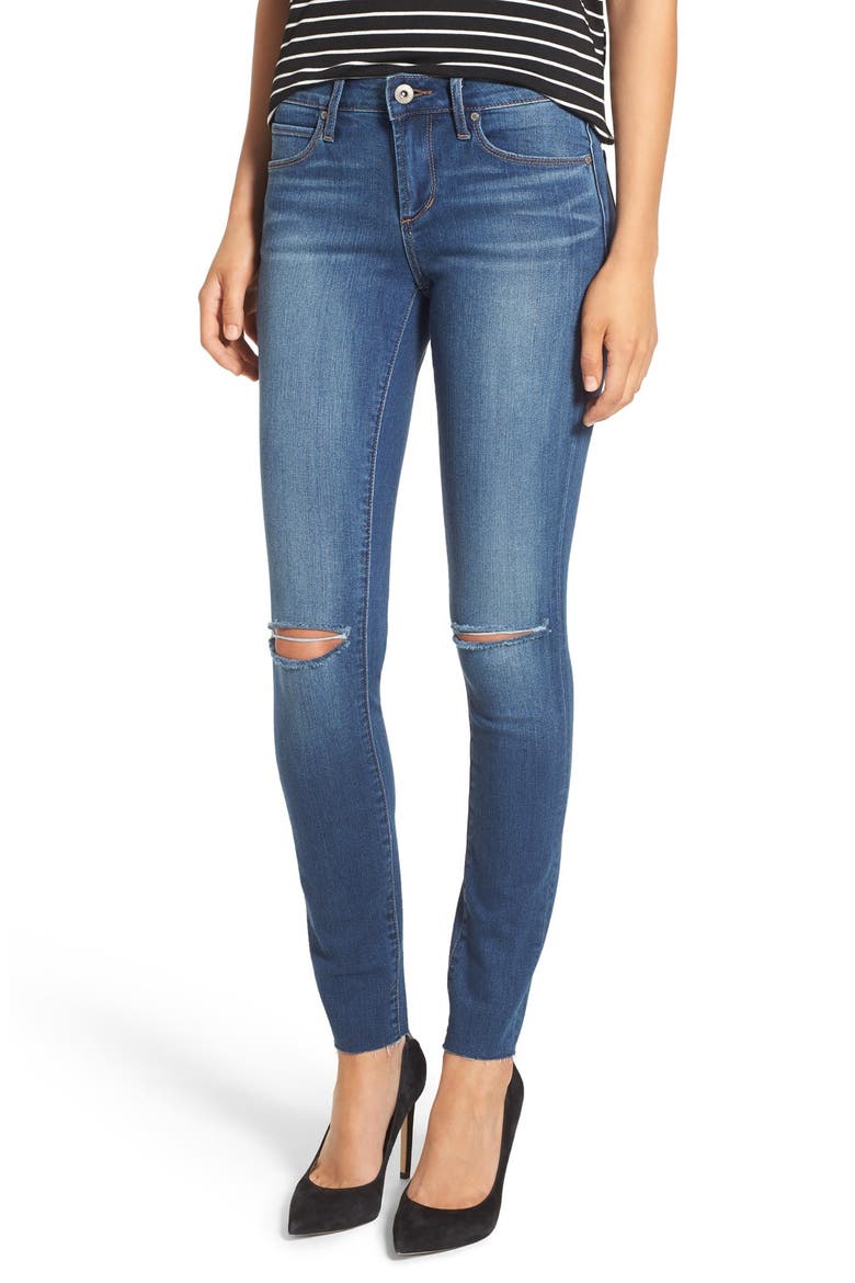'Sarah' Distressed Raw Hem Skinny Jeans, Main, color, RODEO