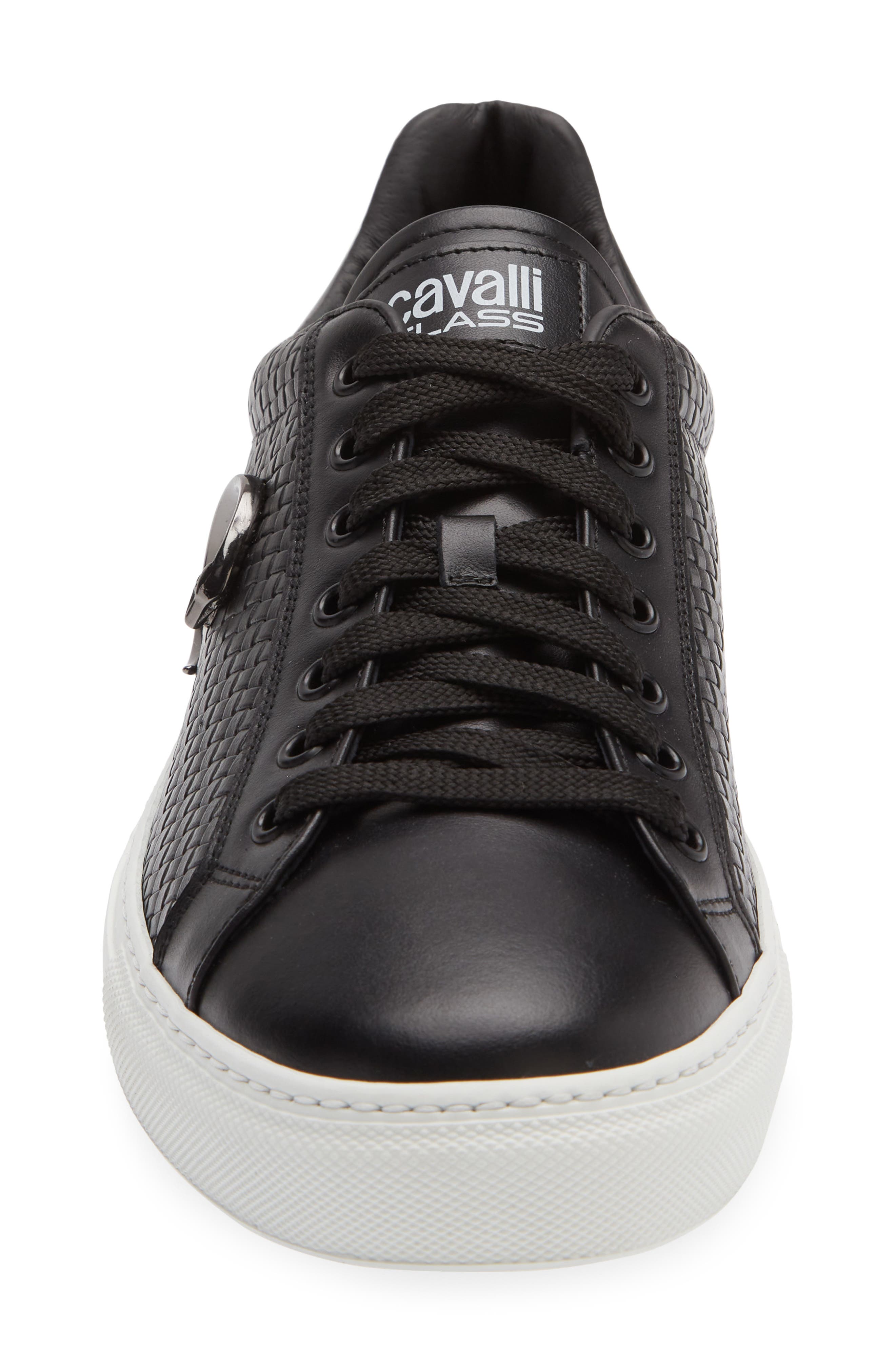 Roberto Cavalli Woven Low Top Sneaker, Alternate, color, Black