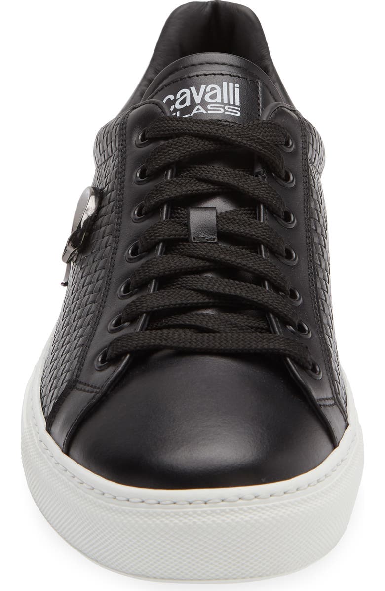 Roberto Cavalli Woven Low Top Sneaker, Alternate, color, Black