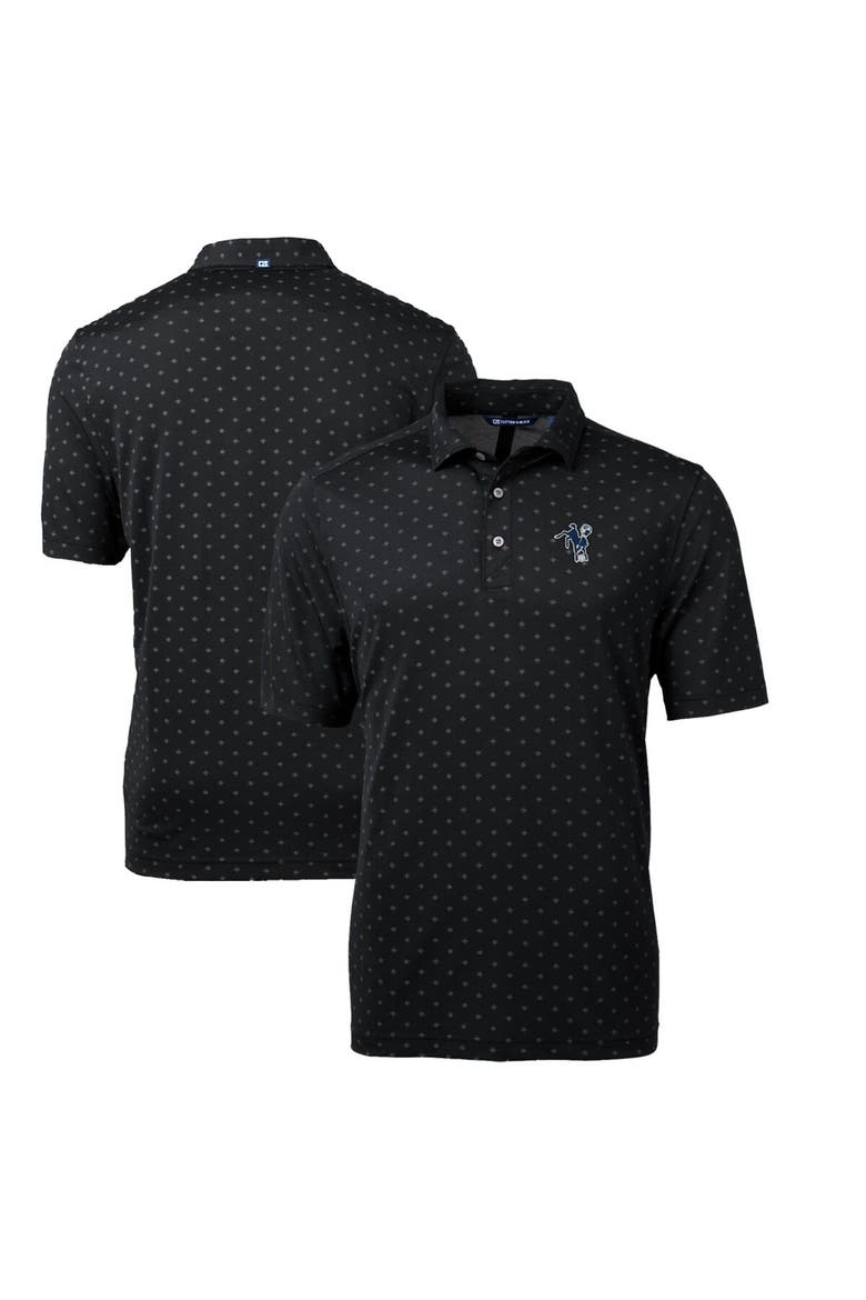 Men's Cutter & Buck Black Indianapolis Colts Throwback Logo Virtue Eco Pique Tile Recycled Big & Tall Polo, Alternate, color, Black