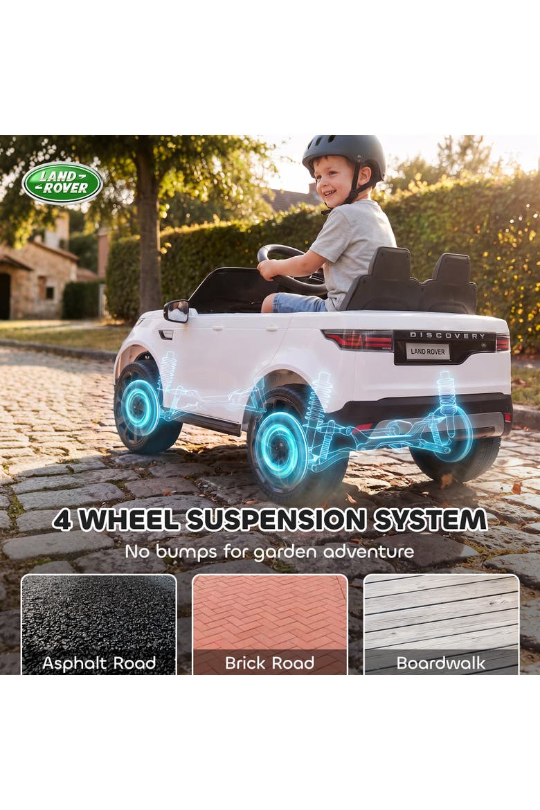 12V Electric Car for Kids, Licensed Land Rover Ride on Car with Parent Remote, Soft Start, 3 Speeds, 4 Wheel, Alternate, color, White